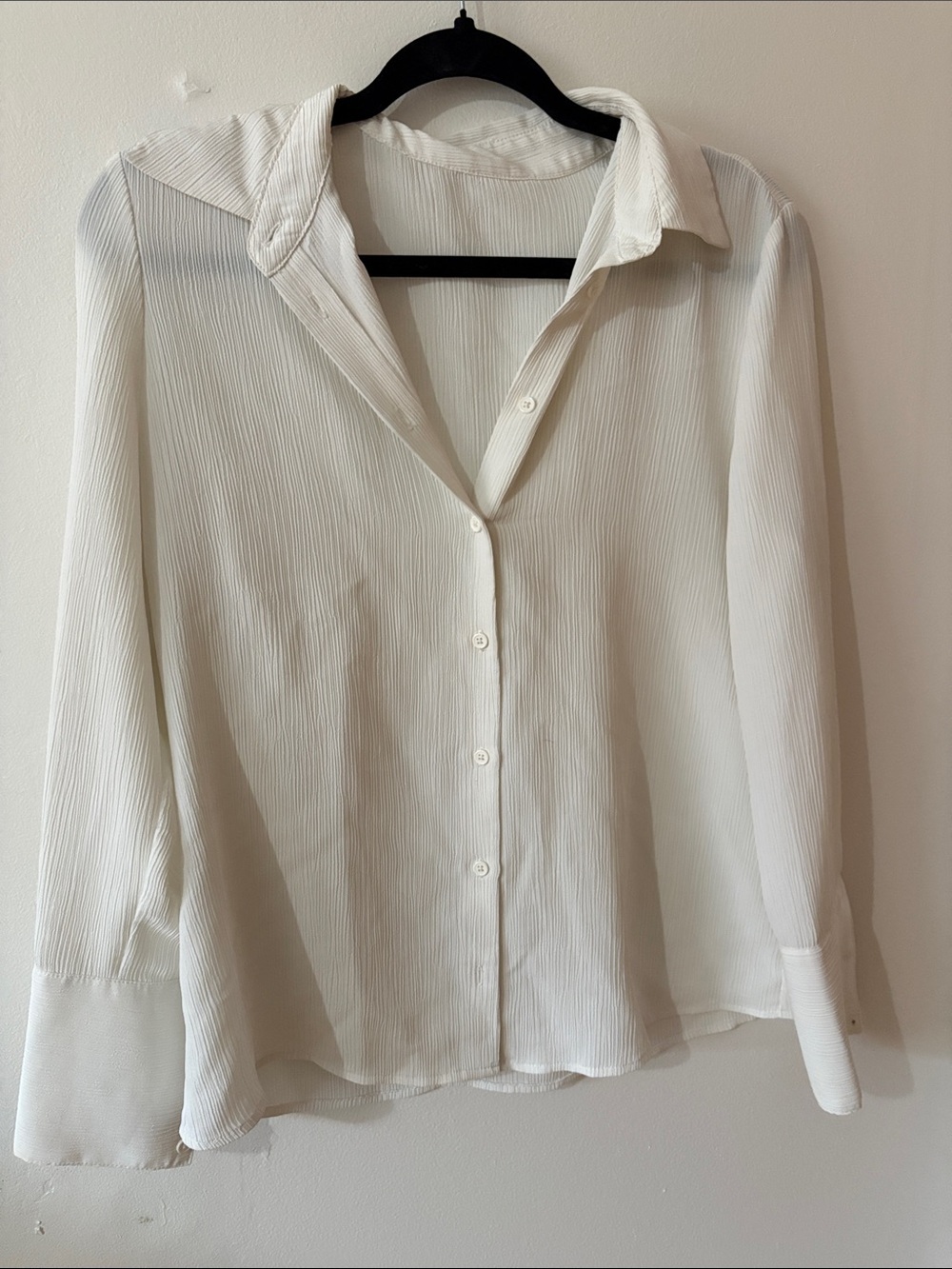 Dynamite Cream Textured Button-Up Blouse